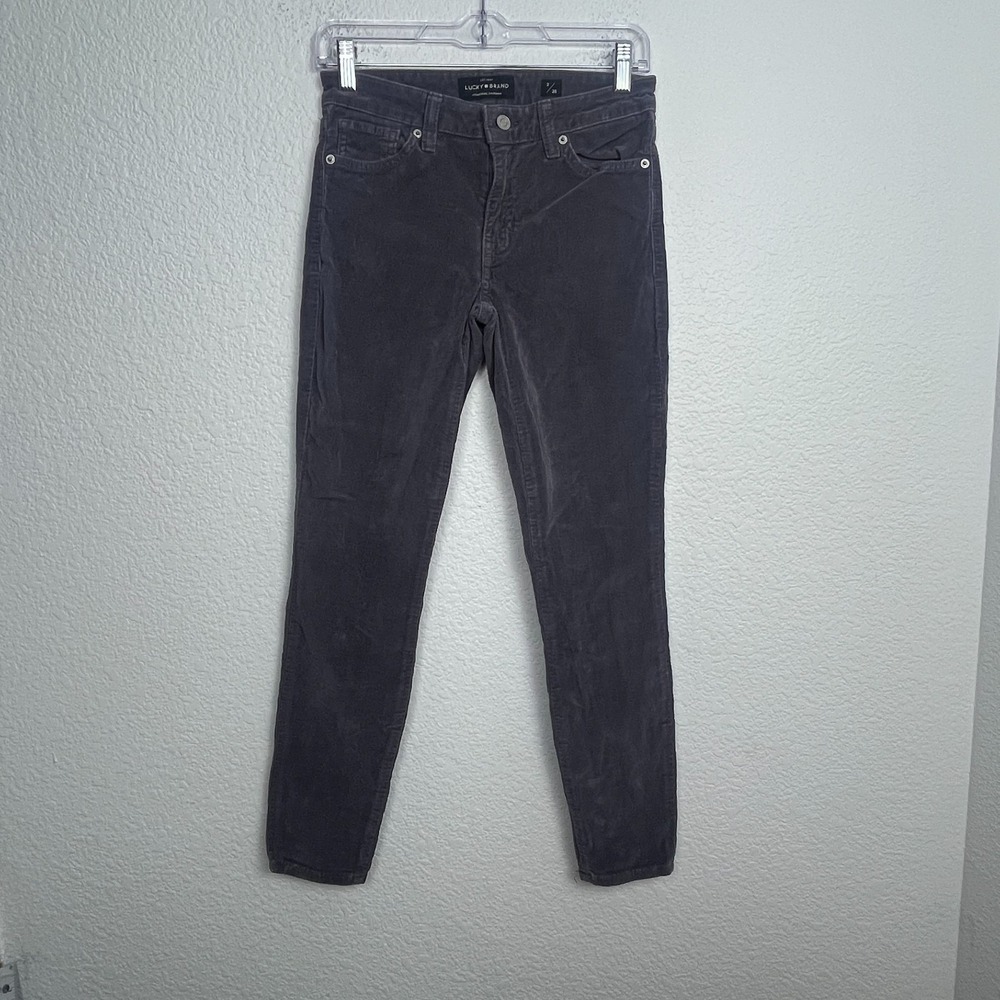 Lucky Brand Ava Skinny Corduroy Pants Womens 2/26 Charcoal Cotton Stretch Casual